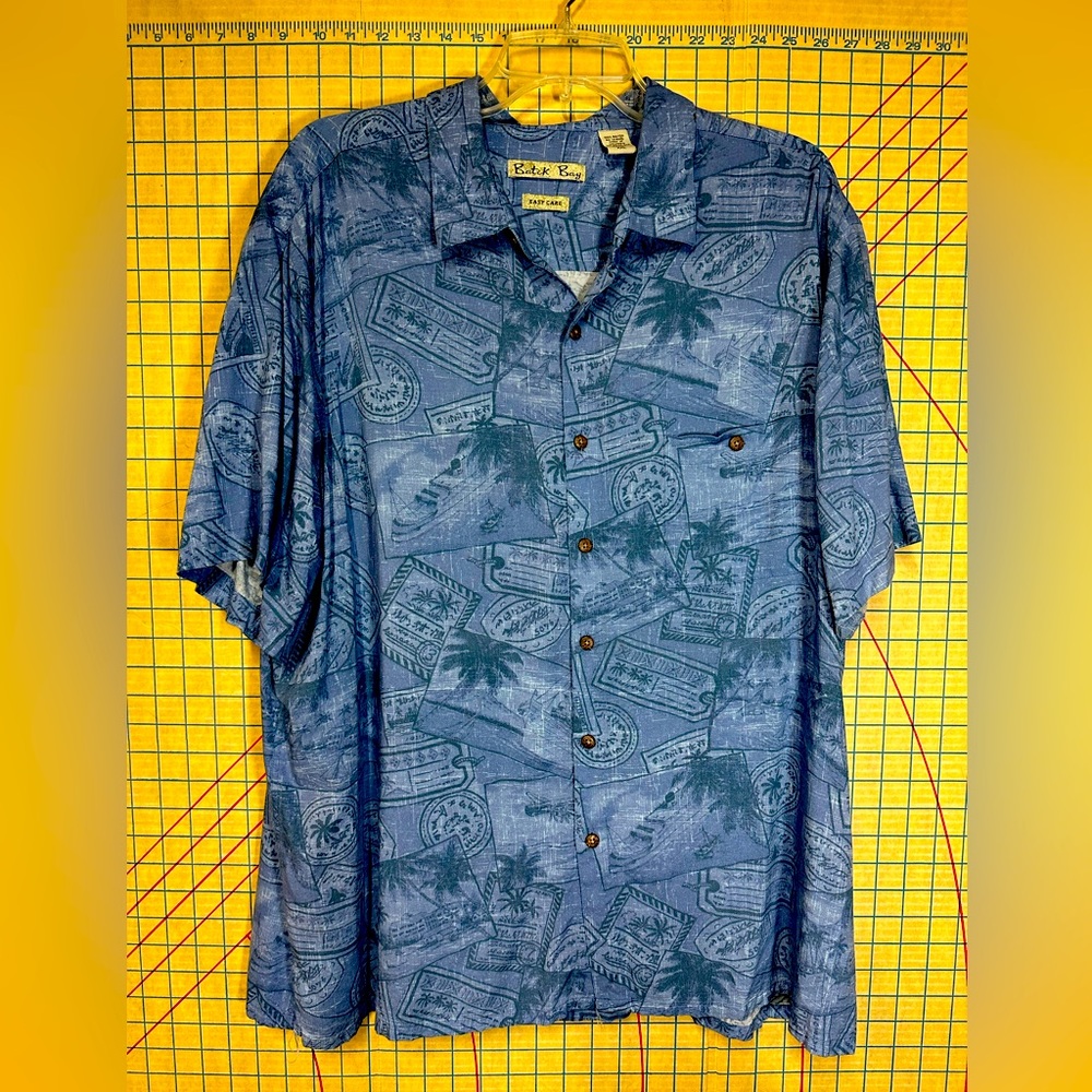 Batik Bay Shirt Mens Size2X ,Hawaiian Camp Cruise Blue